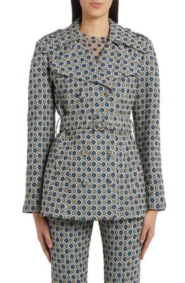 Etro Floral Medallion Jacquard Trench Coat in 0200 - Blu