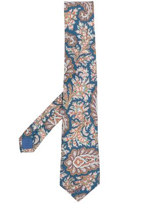 ETRO Floral-Paisley jacquard silk tie - Blue