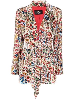 ETRO floral paisley-print belted blazer - Red