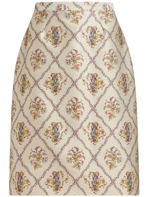ETRO floral-pattern jacquard pencil skirt - Neutrals