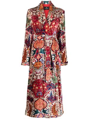 ETRO floral-print belted trench coat - Red