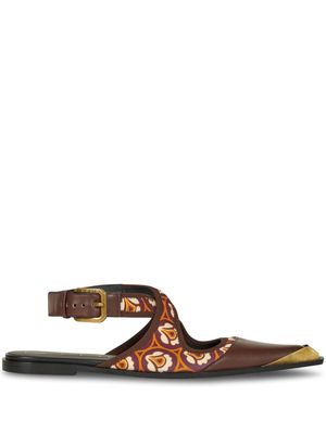 ETRO floral-print buckled ballerina shoes - Brown