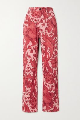 Etro - Floral-print Cotton-corduroy Pants - Red