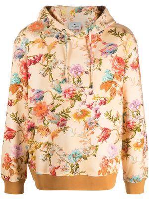 ETRO floral-print cotton hoodie - Yellow