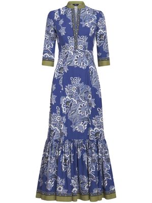 ETRO floral-print cotton maxi dress - Blue