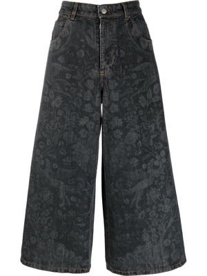 ETRO floral-print cropped jeans - Grey