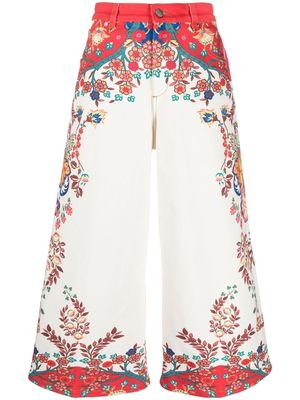 ETRO floral-print cropped trousers - White