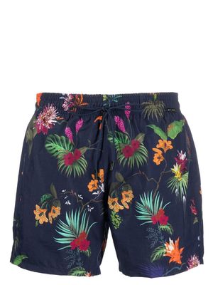 ETRO floral-print drawstring swim shorts - Blue