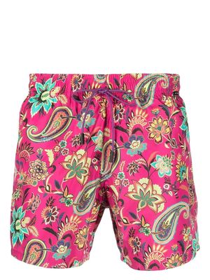 ETRO floral-print drawstring swim shorts - Pink