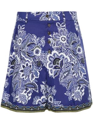ETRO floral-print high-waisted shorts - Blue