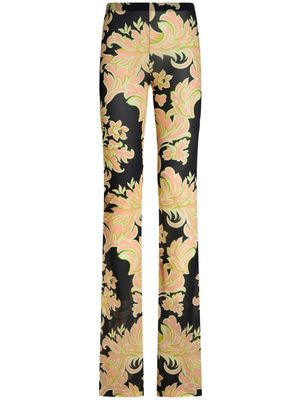 ETRO floral-print high-waisted trousers - Black
