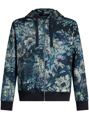 ETRO floral-print jersey hoodie - Blue