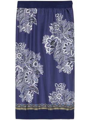 ETRO floral-print knitted midi skirt - Blue