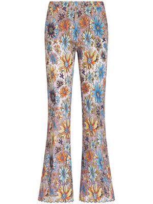 ETRO floral-print lace flared trousers - Pink