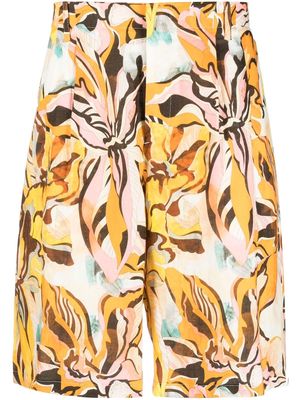 ETRO floral-print linen shorts - Orange