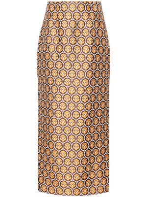 ETRO floral-print pencil skirt - Brown