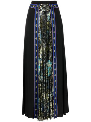 ETRO floral-print pleated silk skirt - Black