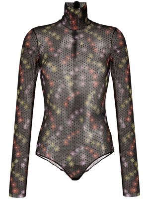 ETRO floral-print point d'esprit bodysuit - Black