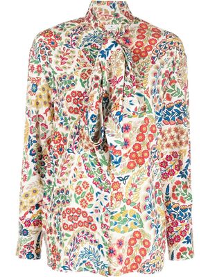 ETRO floral print pussy-bow collar shirt - Red