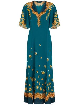 ETRO floral-print silk dress - Blue