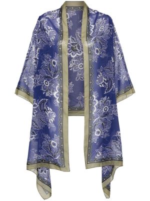 ETRO floral-print silk jacket - Blue