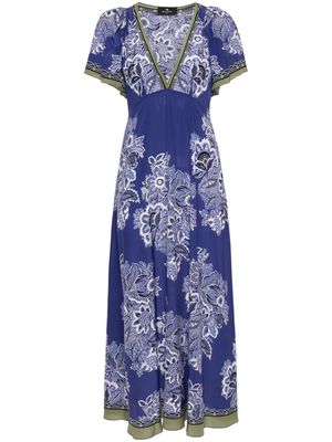 ETRO floral-print silk maxi dress - Blue