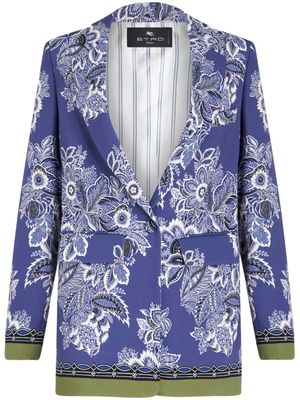 ETRO floral-print single-breasted blazer - Purple