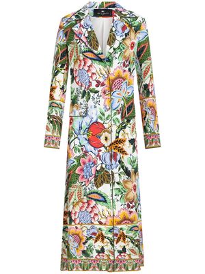 ETRO floral-print single-breasted duster coat - White