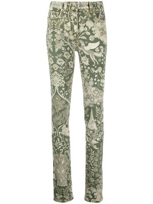 ETRO floral-print slim-cut jeans - Green