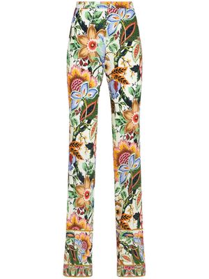 ETRO floral-print straight-leg trousers - White