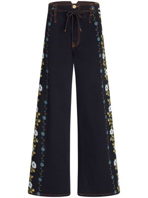 ETRO floral-print wide-leg jeans - Blue