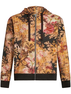 ETRO floral-print zip-up hoodie - Orange