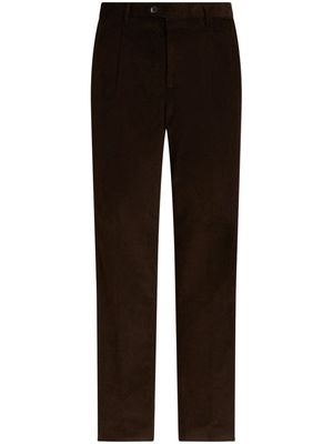 ETRO floral-stripe corduroy trousers - Brown