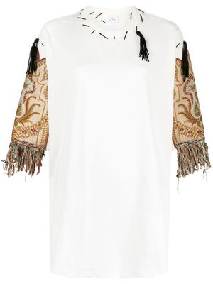 ETRO fringed-detailing oversized T-shirt - White