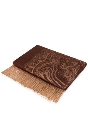 ETRO fringed wool-blend throw blanket - Brown