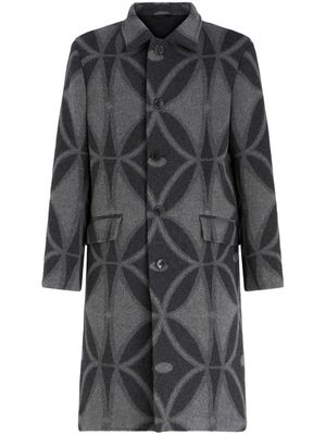 ETRO geometric-jacquard wool coat - Grey