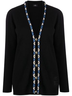 ETRO geometric-pattern V-neck cardigan - Black