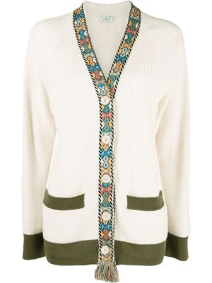 ETRO geometric-pattern V-neck cardigan - White
