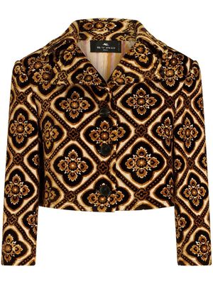 ETRO geometric-print cropped jacket - Brown