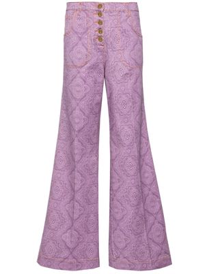 ETRO geometric-print flared trousers - Purple