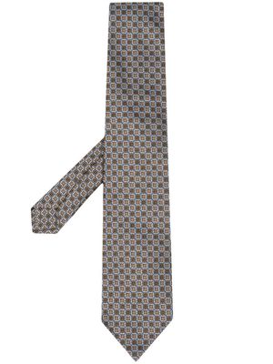 ETRO geometric-print jacquard silk tie - Green