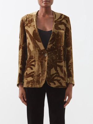 Etro - Georgia Patch-pocket Velvet Jacket - Womens - Olive Green