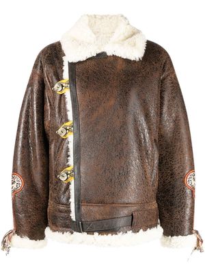 ETRO Gina embroidered shearling jacket - 0100 - Brown