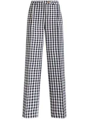 ETRO gingham-print straight trousers - Blue