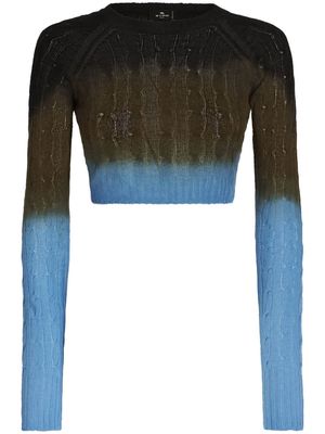 ETRO gradient cable-knit cropped jumper - Brown