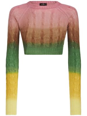 ETRO gradient cable-knit cropped jumper - Pink