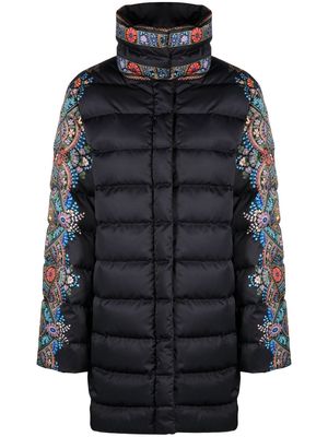 ETRO graphic-floral print padded coat - Black