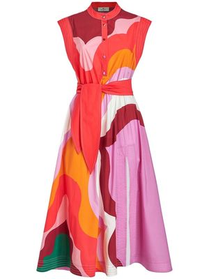 ETRO graphic-print belted midi dress - Pink