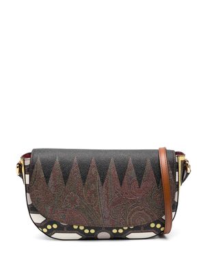 ETRO graphic-print leather crossbody bag - Brown