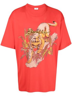 ETRO graphic-print sequin-logo T-shirt - Red